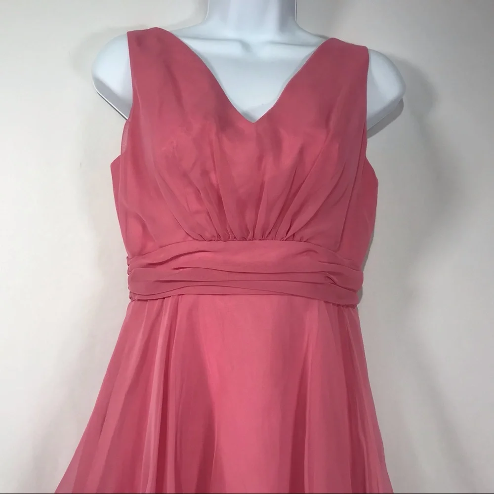 Sold—Vintage Pink Chiffon Empire Waist Maxi Dress with Matching Chiffon Cape - Picture 9 of 17